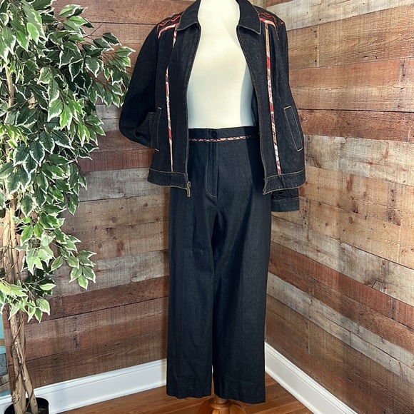 KOOS OF COURSE Vintage Black Denim Jacket Matching Jeans Set NWOT Sz Large - Picture 3 of 15